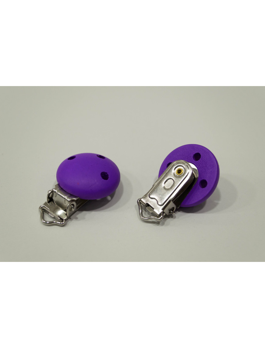 Lot De 2 Clips Attache Tétine En Bois - Norme DIN 71-3, 35 Mm, Couleur Mauve, Fabriqué En Allemagne - Neuf