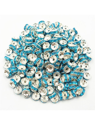 20 Perles Rondelles Intercalaires Argentées Avec Strass 8 Mm – LA BOUTIQUE DE KARINE