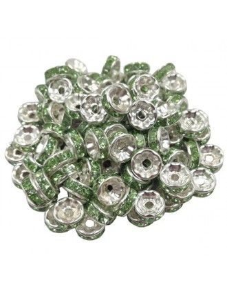 20 Perles Rondelles Strass Intercalaires Argentées 4mm - SAVMER, Pour Création De Bijoux