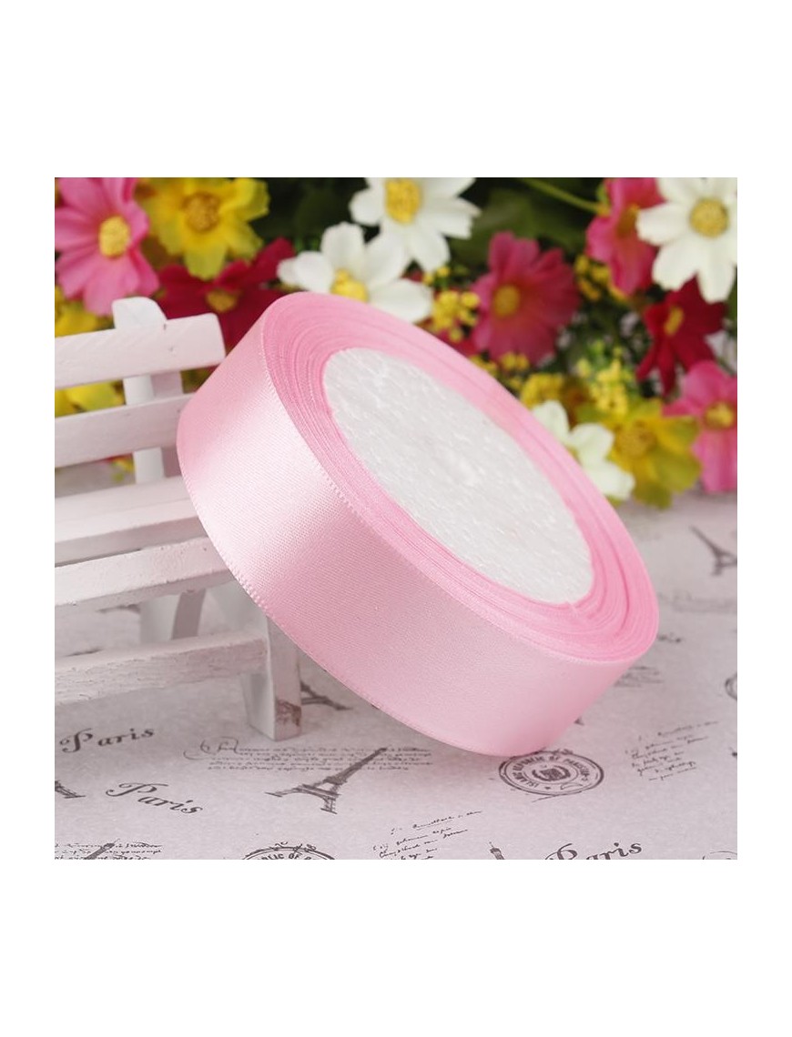 Ruban Satin Épais Ancien Double Face - 5,50m X 25mm - Couleur Rose - Neuf Pour Couture/Mercerie