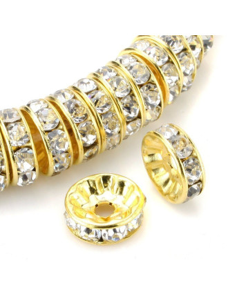 Perles Strass Intercalaires Argentées 8mm - Lot 5,10,20 Ou 50 Pièces - Neuf - Création Bijoux