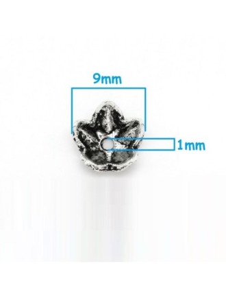 Lot De 8 Caps/calottes/coupelles Pour Bijoux - Argenté Style Tibétain - 13.5x13.5x4mm - Neuf