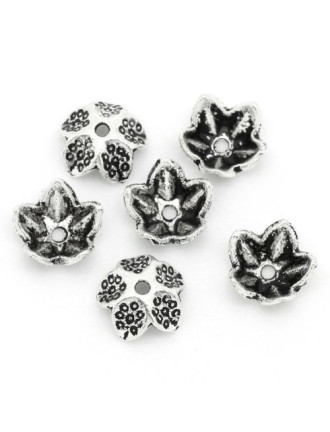 20 Perles Caps Calottes Coupelles Fleur Argentées 10x10x3mm – Apprêts Création Bijoux