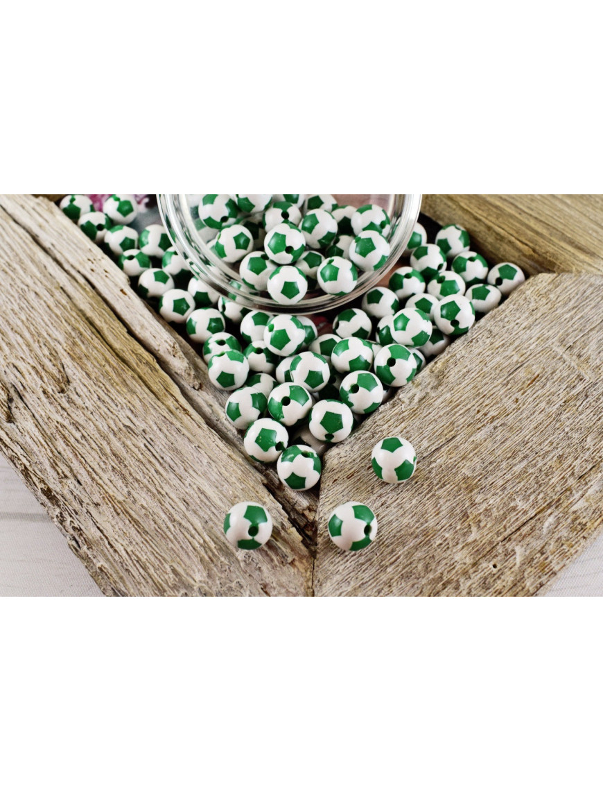 Lot De 10 Perles Rondes En Acrylique Vert - Diamètre 12mm (Neuf)