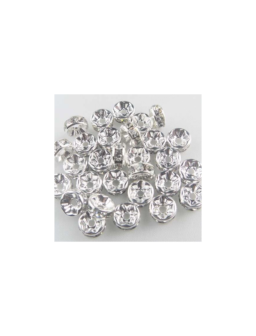 100 perles entretoises rondelles ondulées strass cristal tchèque
