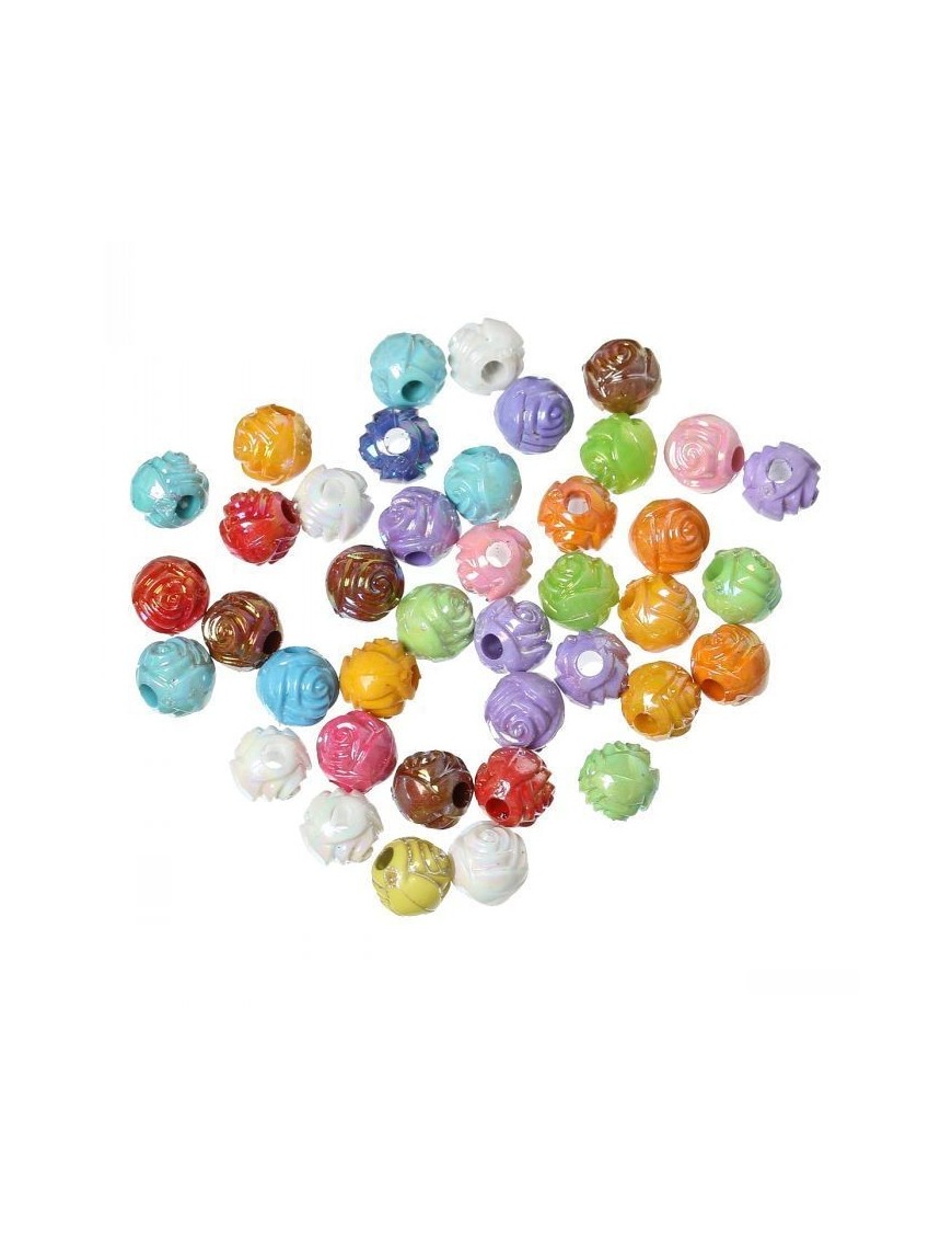 30 Perles En Résine 6mm Couleur Mixte Mat Transparent - Marque SAVMER