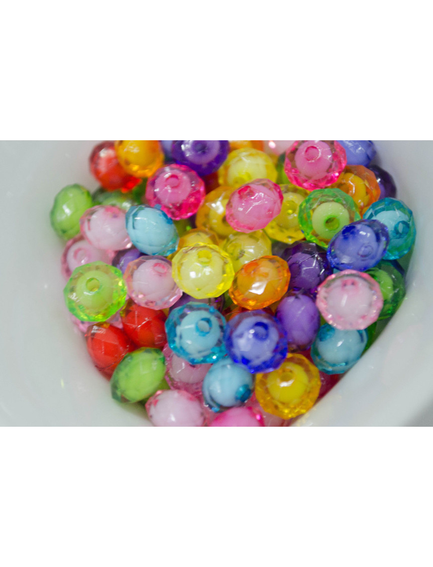 10 Perles Acryliques Rondes Motif 11mm - Taille Du Trou 1.2mm - Mixte - Neuf France