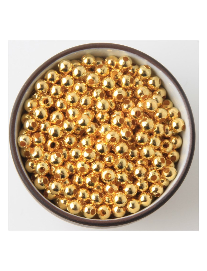 100 Perles Intercalaires Rondes Métal Doré 8 Mm - Pour Bijoux DIY, Trou 1,5 Mm - Lot En Vrac