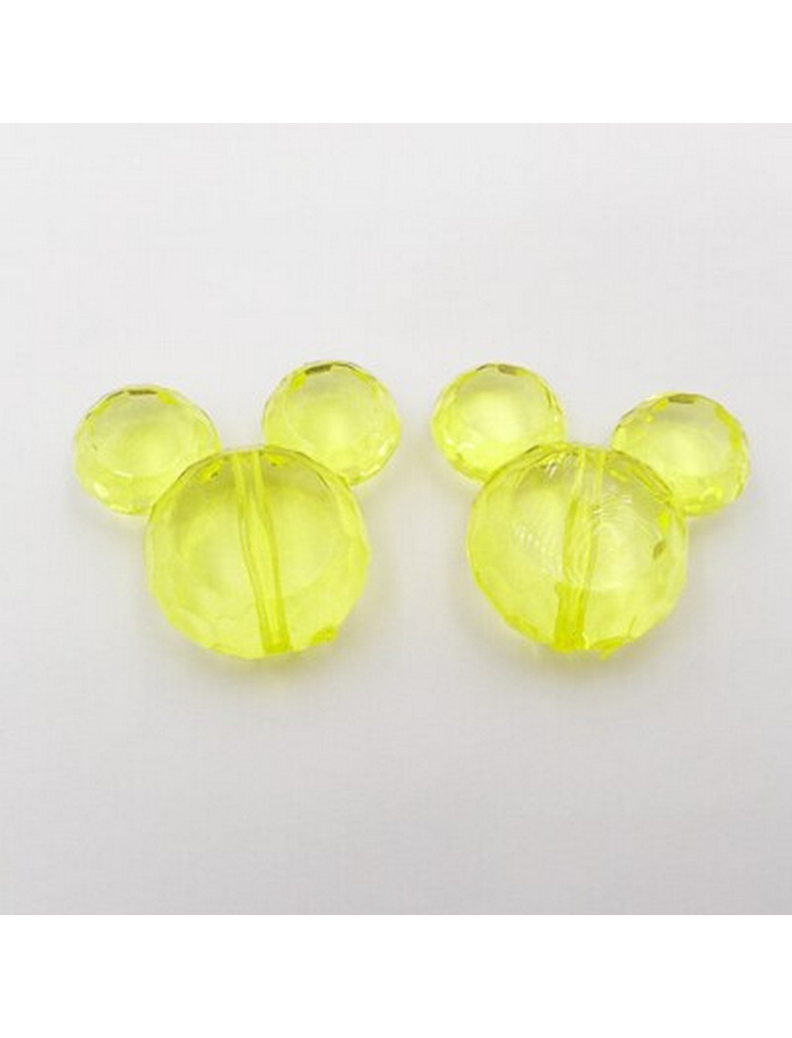 Perle En Silicone Mickey Mouse - 24mm X 20mm - Pour Création Bijoux Ou Décoration