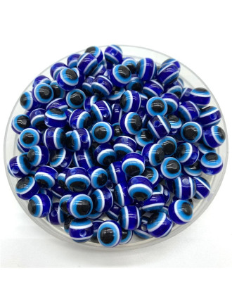 Lot De 20 Perles Vintage En Verre - Blanc Mélangé Bleu Turquoise - Provenance Inde