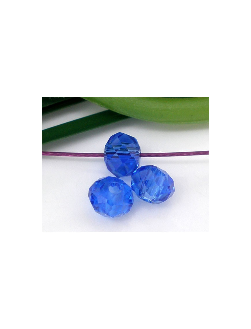 Lot De 520 Perles Anciennes En Verre – Facettées, Bleu Ciel, Fabriquées En France