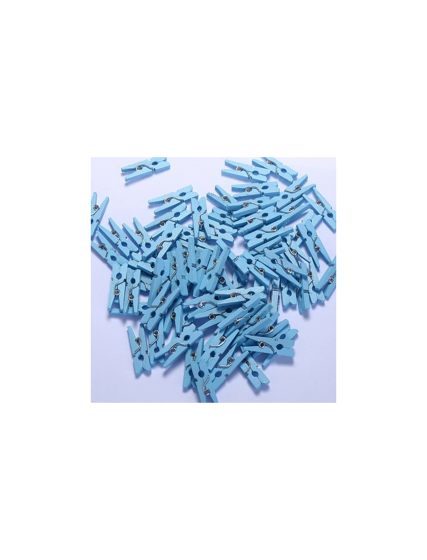 Mini Pinces à Linge En Bois Bleu Foncé 25mm - Lot De 50, Pour Scrapbooking, Mariage, Décoration